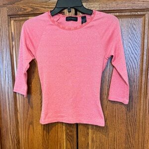 Context shimmery stretch pink 3/4 Sleeve Top